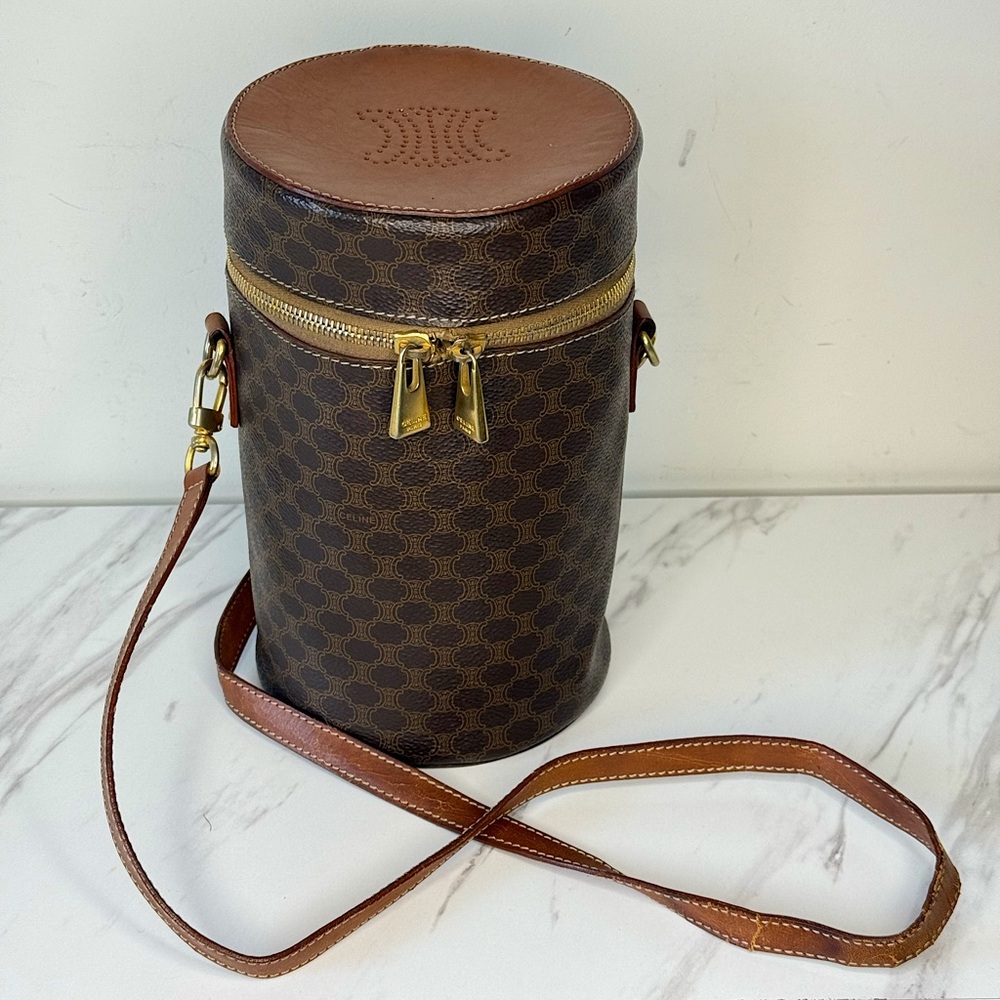 RARE CELINE MACADAM CYLINDA SHOULD BAG
